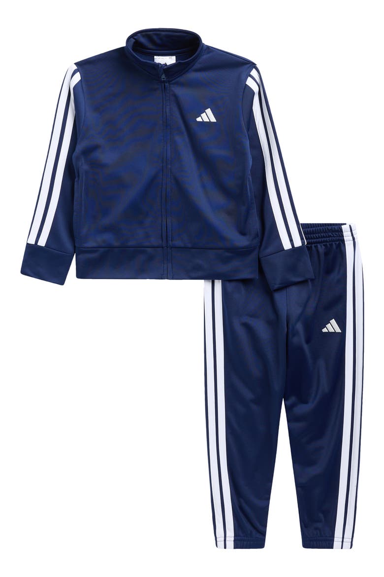 Kids' 3-Stripe Tri-cot Track Suit, Main, color, DARK BLUE