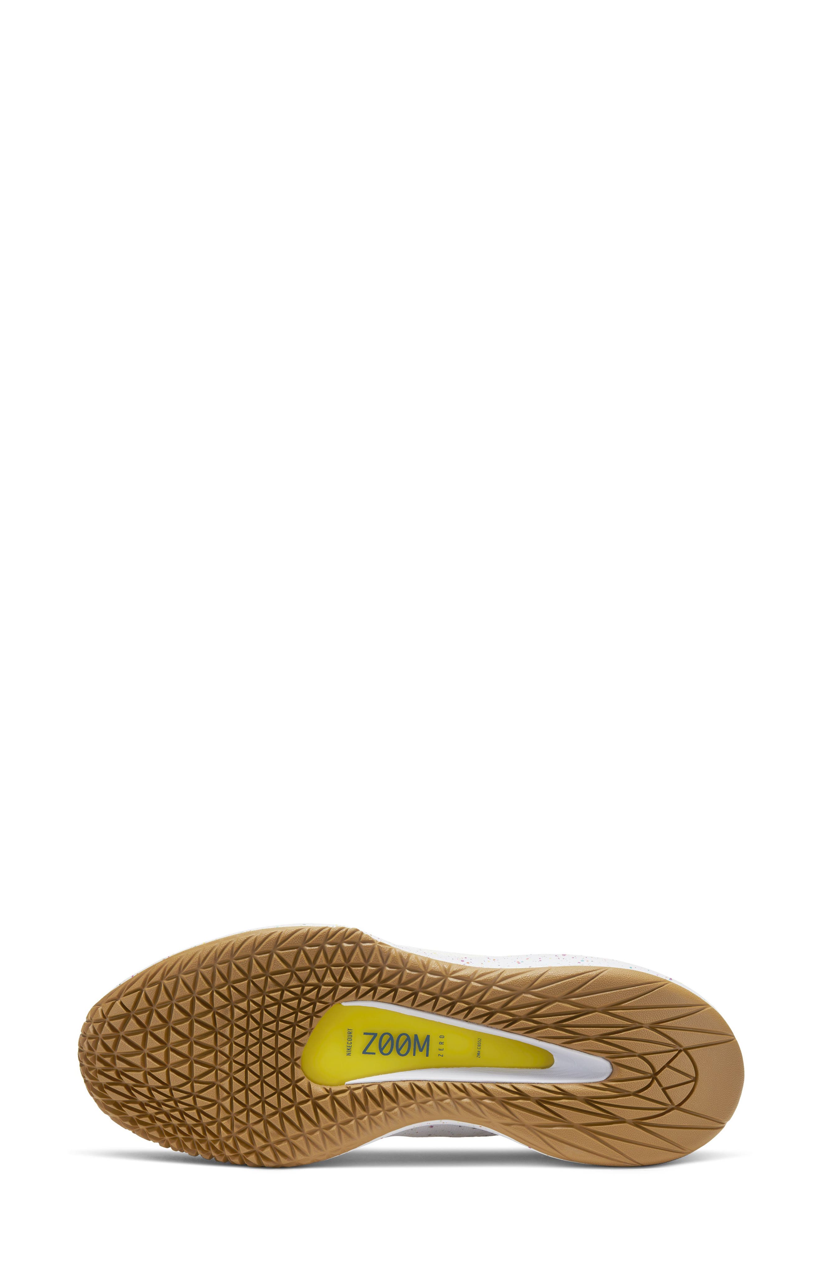 NikeCourt Air Zoom Zero Tennis Shoe, Alternate, color, WHITE/ AQUA/ YELLOW/ BLUE
