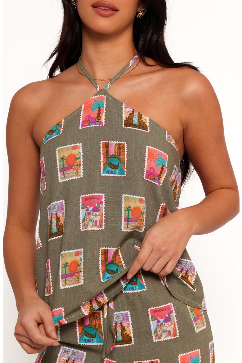 Henri Print Halter Top, Alternate, color, OLIVE PRINT