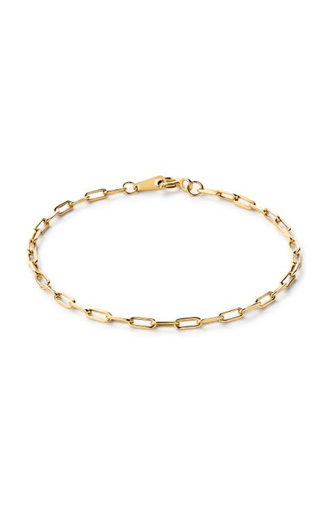 Solid Yellow Gold - Medium Paperclip Bracelet