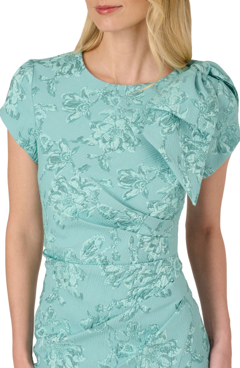 Adrianna Papell Floral Jacquard Bow Sheath Dress, Alternate, color,