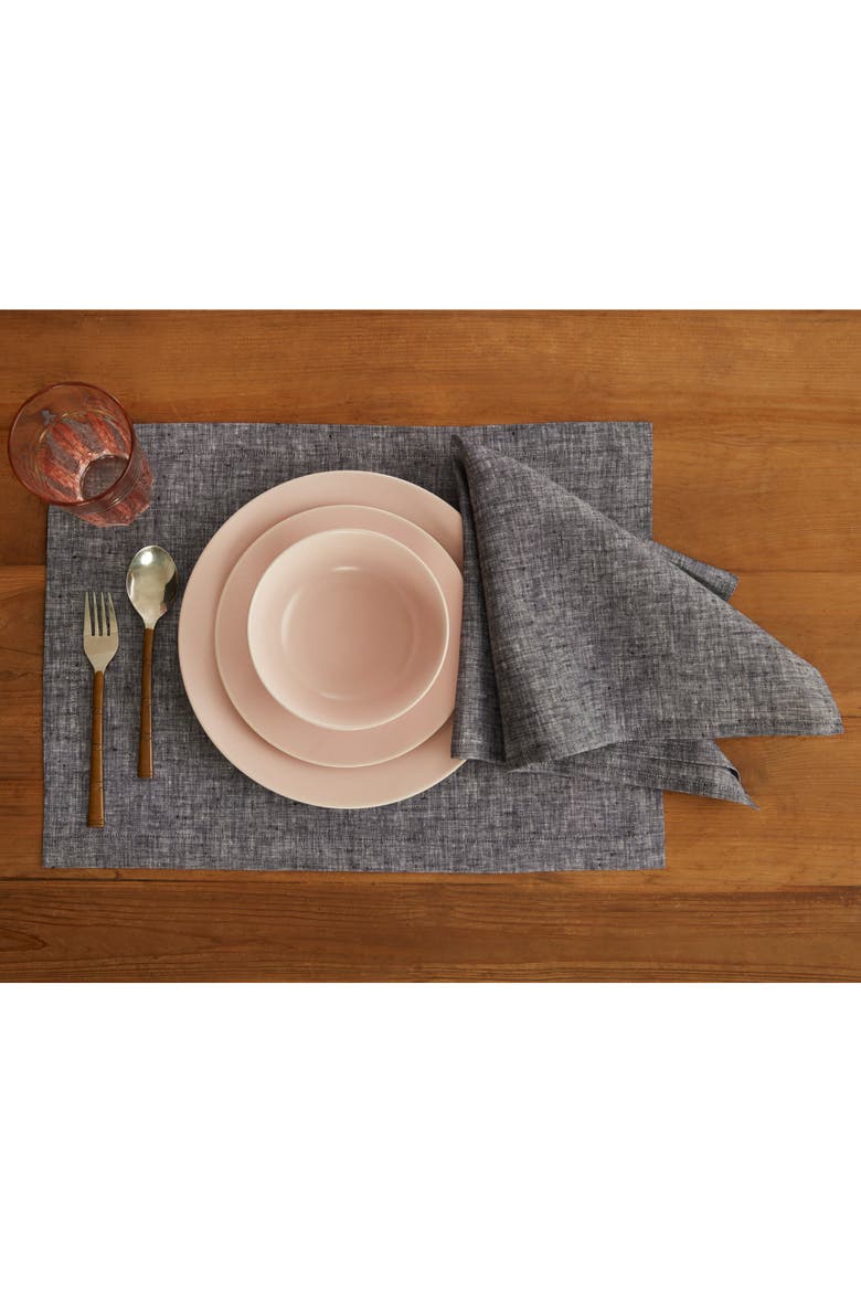 Linen Placemats Set of 4, 14 x 19 Inch - Athena, Alternate, color, Chambray Black