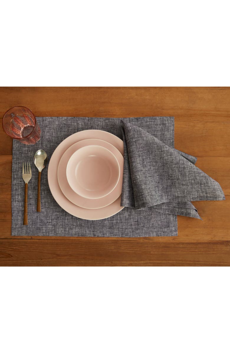 Solino Home Linen Dinner Napkins - Athena, 20" x 20", Alternate, color, Chambray Black