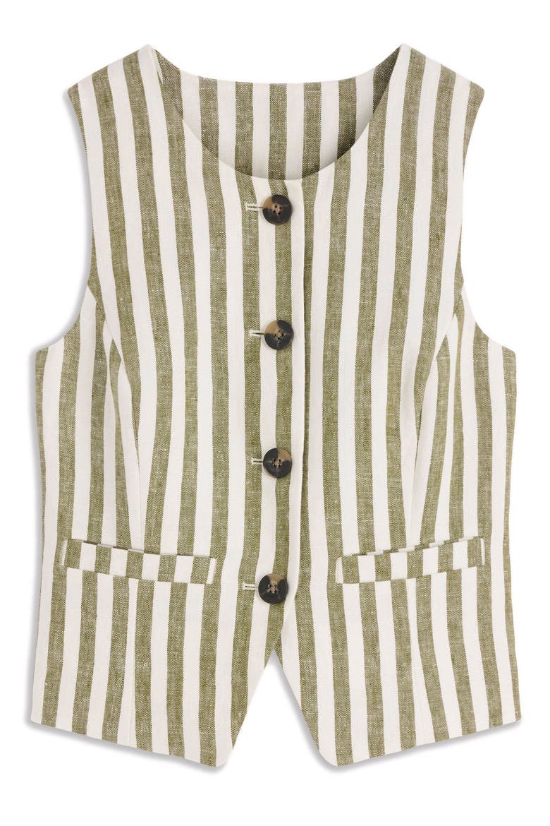 Stripe Linen Vest, Alternate, color, MAYFLY STRIPE