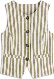 Boden Stripe Linen Vest