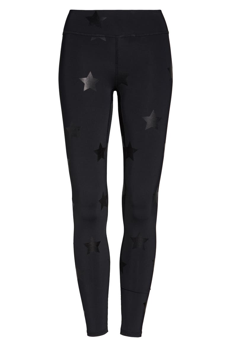 Foiled Star Print Leggings, Alternate, color, BLACK FOIL STARS