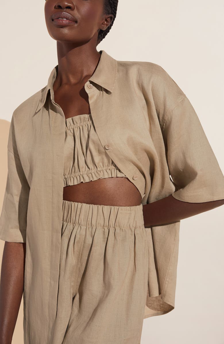 Eberjey 3-Piece Solid Linen Short Pajamas, Alternate, color, 