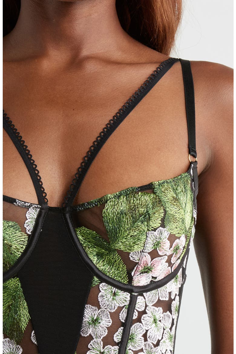 Embroidered Underwire Bodysuit, Alternate, color, HYDRANGEA NIGHT