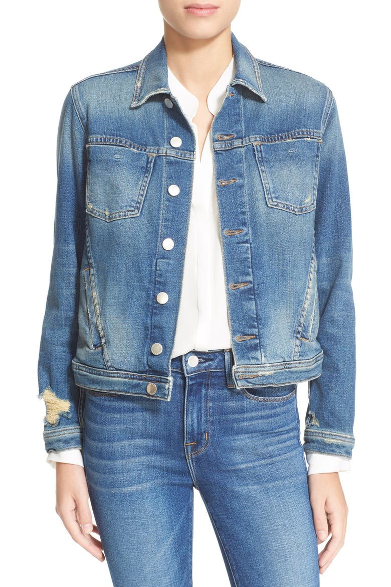 Slim Fit Denim Jacket, Main, color, AUTHENTIQUE DISTRESSED