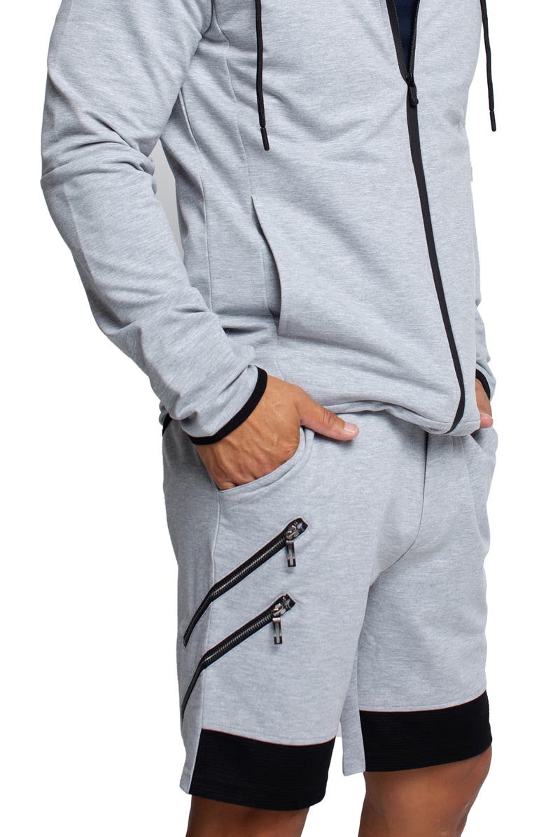 Maceoo 2Zippers Grey Stretch Cotton Drawstring Shorts, Alternate, color, Grey