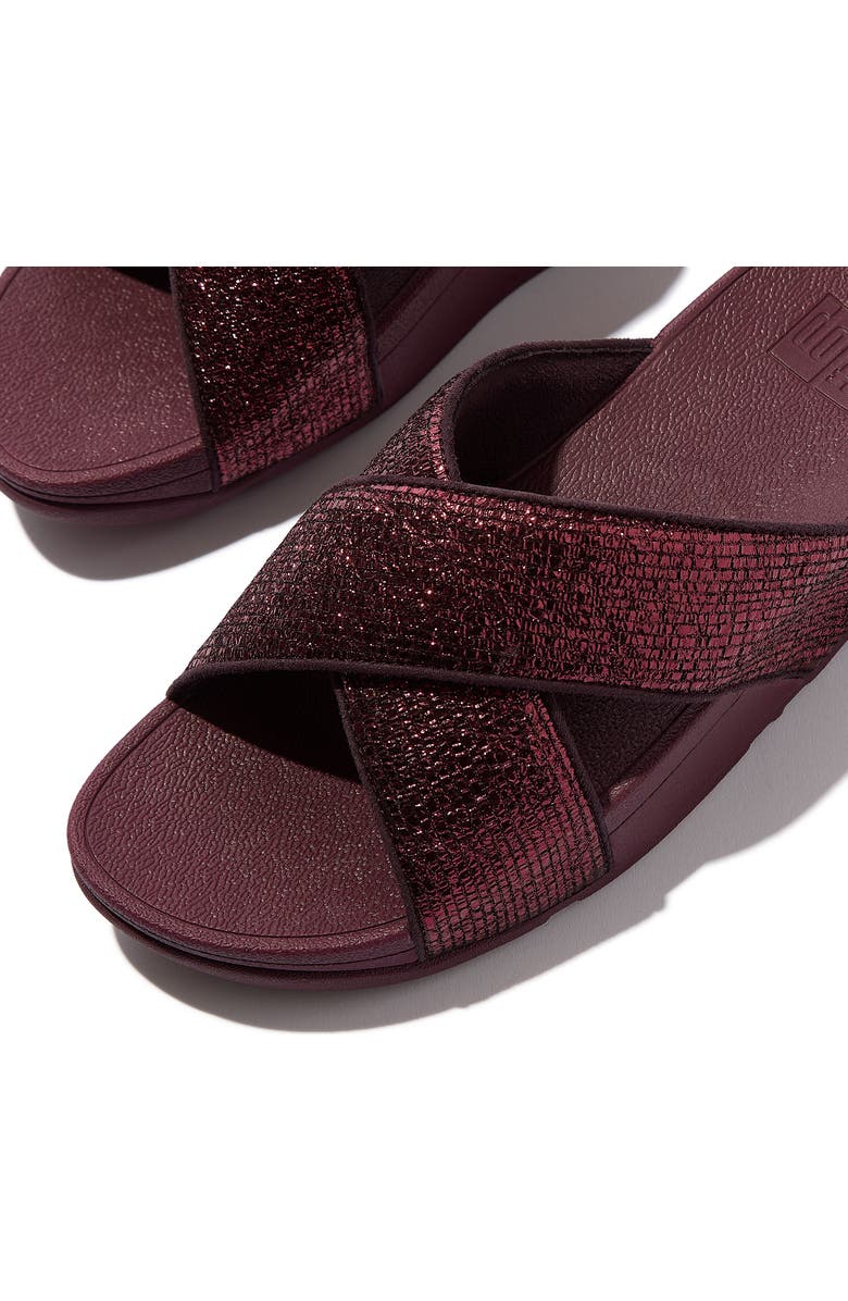 FitFlop Lulu Crinkled Shimmer Sandal, Alternate, color, Metallic Plumberry