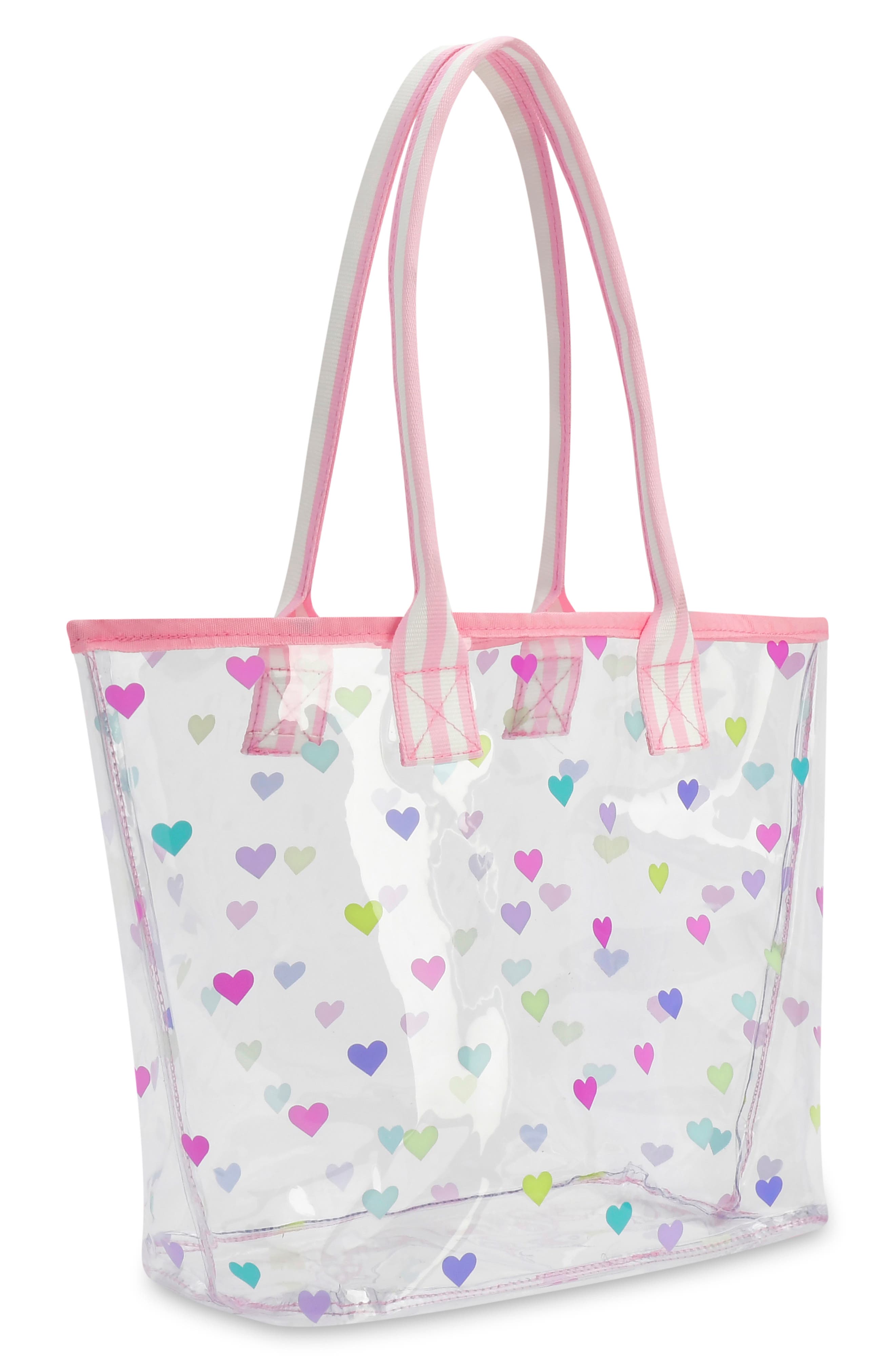 Iscream Kids' Clear Heart Confetti Tote, Alternate, color, Multi