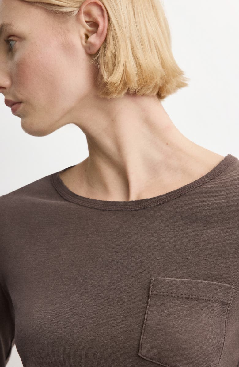 MANGO Regular Fit Long Sleeve Cotton T-Shirt, Alternate, color, Brown