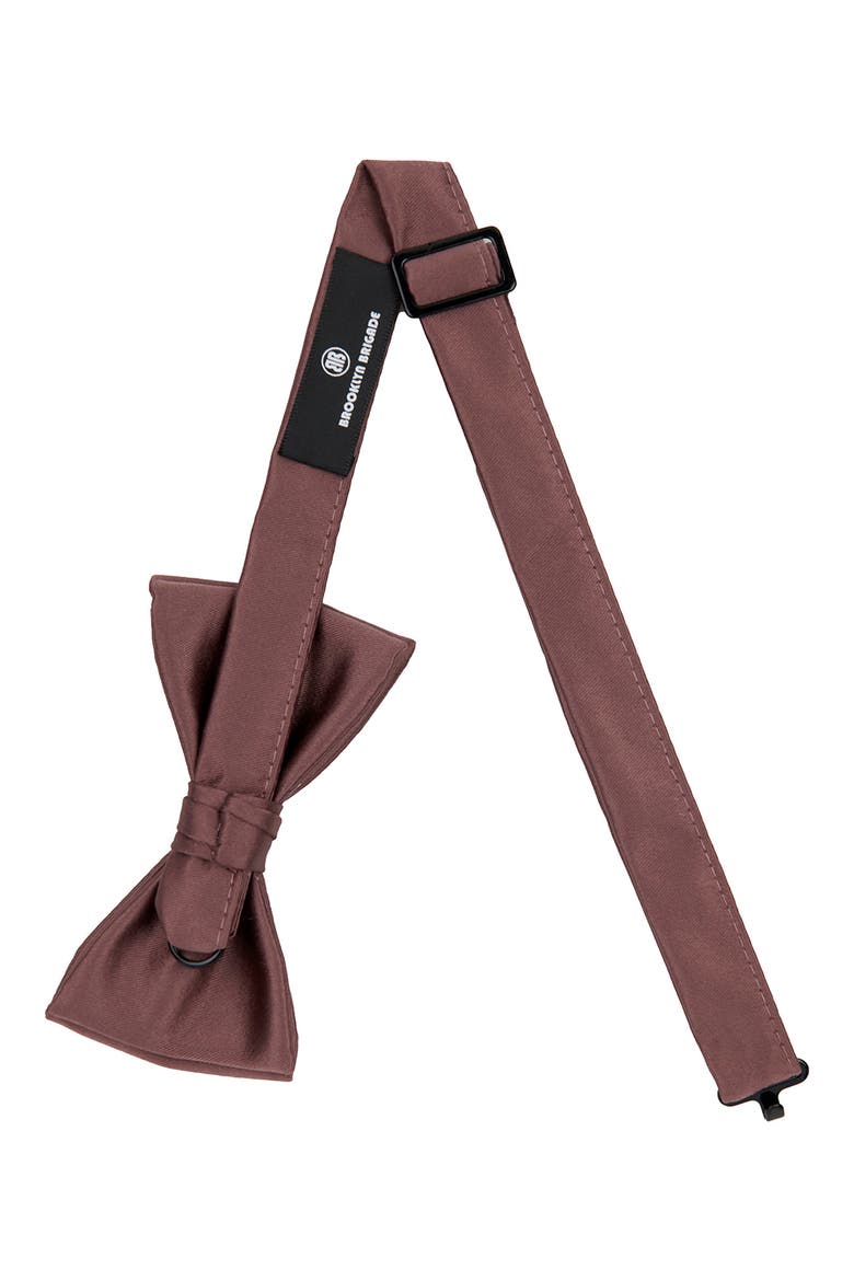 Men's Solid Satin Pre-Tied Bow Tie, Alternate, color, DARK MAUVE