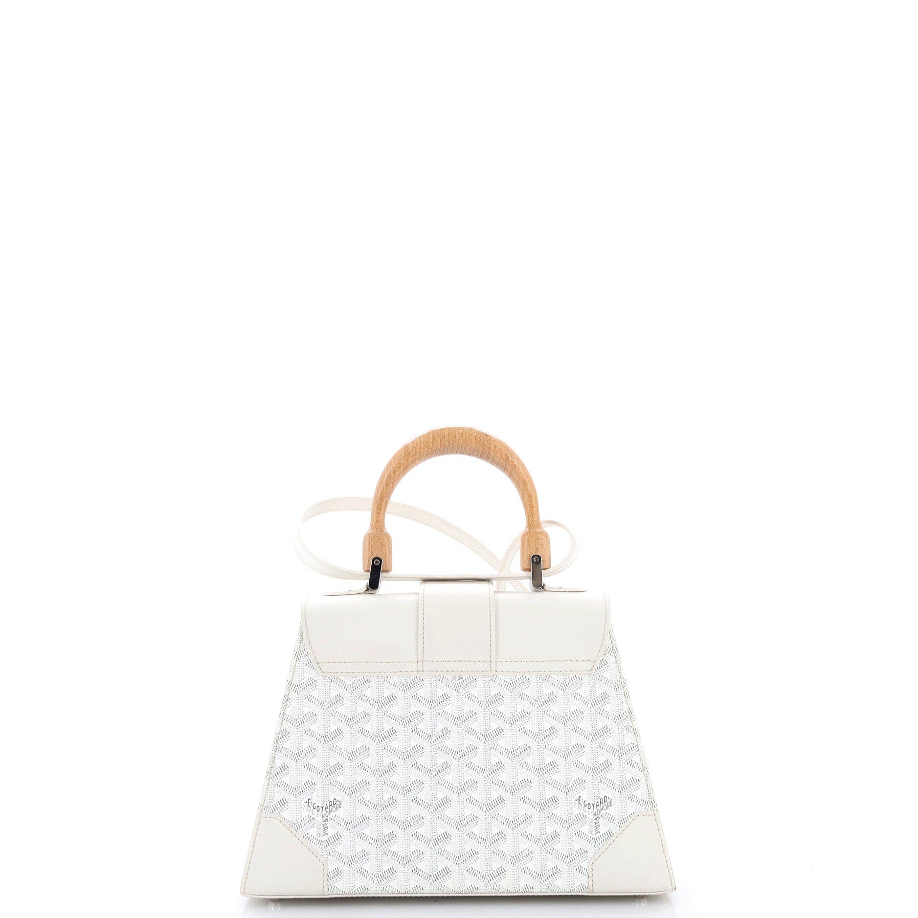 Saigon Top Handle Bag Coated Canvas with Leather PM, Alternate, color, White