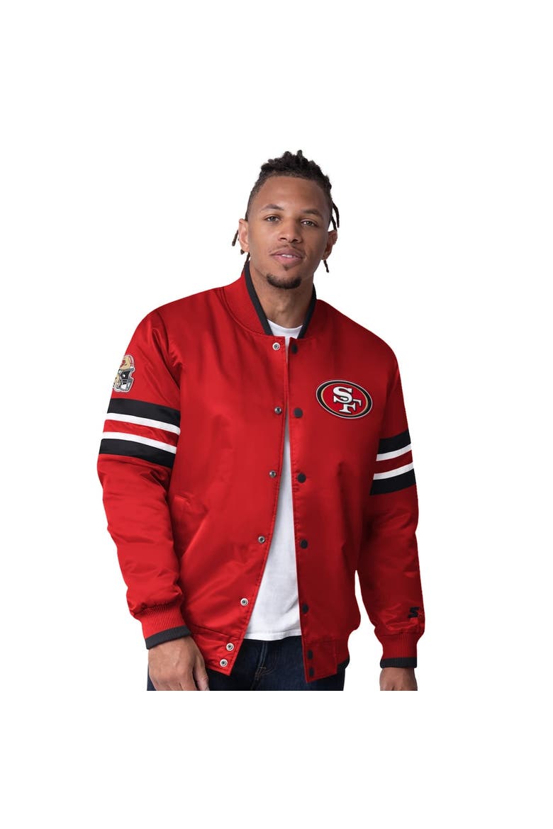 Men's Starter  Scarlet San Francisco 49ers Scout I Full-Snap Varsity Jacket, Alternate, color, Scarlet