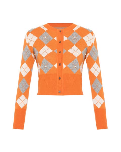 トップス PERVERZE Archive Knit Cardigan Orange PERVERZE Archive Knit Cardigan / Orange