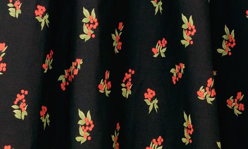 Flying Tomato Cherry Fit & Flare Midi Dress In Black