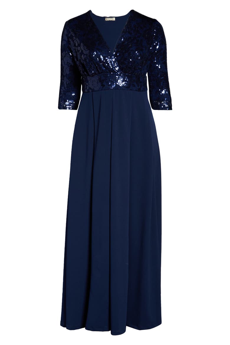Paris Sequin Bodice Gown, Alternate, color, NOCTURNAL NAVY