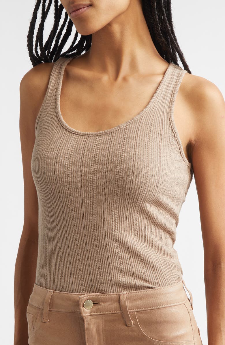 L'AGENCE Adria Scoop Neck Organic Cotton Tank, Alternate, color, Portabella