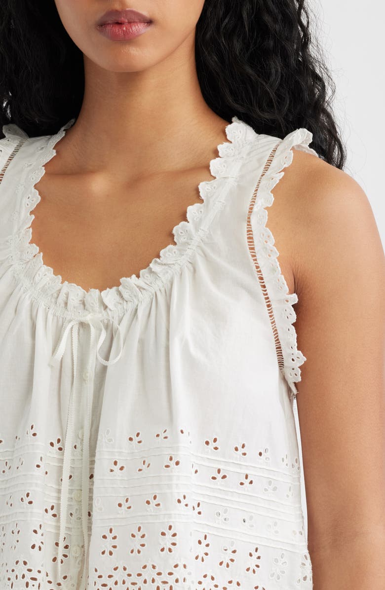DÔEN Toussine Sleeveless Eyelet Top, Alternate, color, Salt