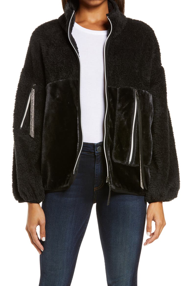 Marlene Faux Fur Jacket, Main, color, BLACK METALLIC