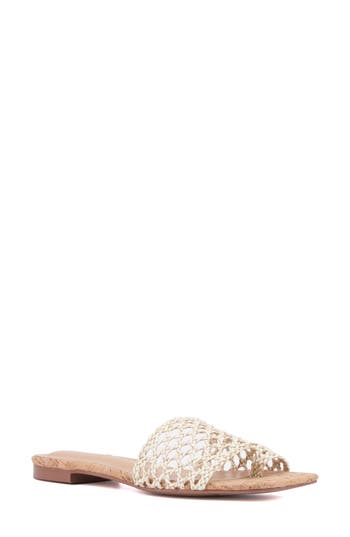 Torgeis Bronze Woven Slide Sandal In Natural
