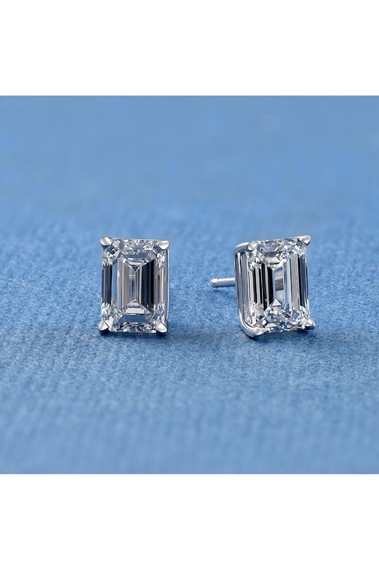 2Ct TW Emerald Cut Diamond Studs 14k Gold Earrings Lab Grown, Alternate, color, 14k White Gold