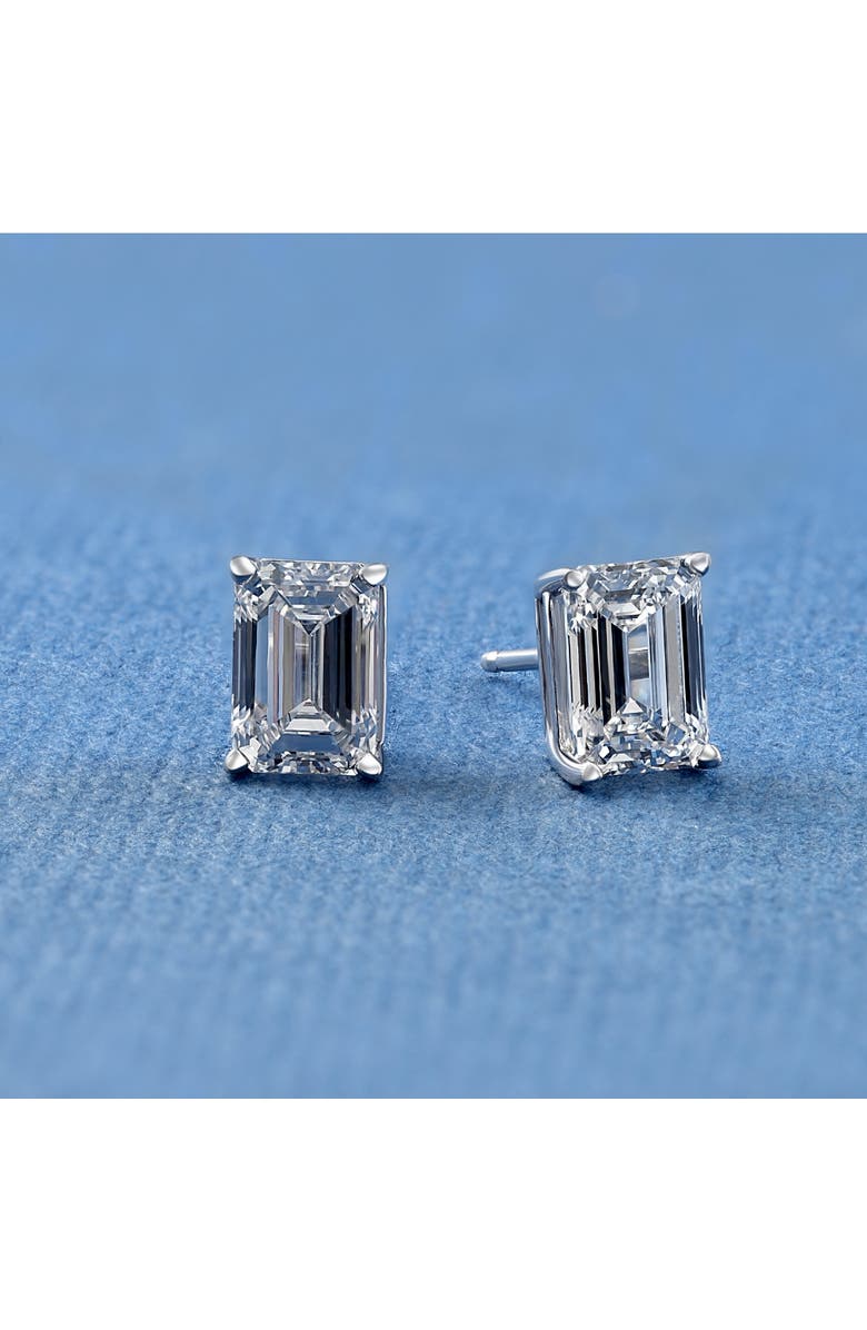 Bliss Diamond 2Ct TW Emerald Cut Diamond Studs 14k Gold Earrings Lab Grown, Alternate, color, 14K White Gold