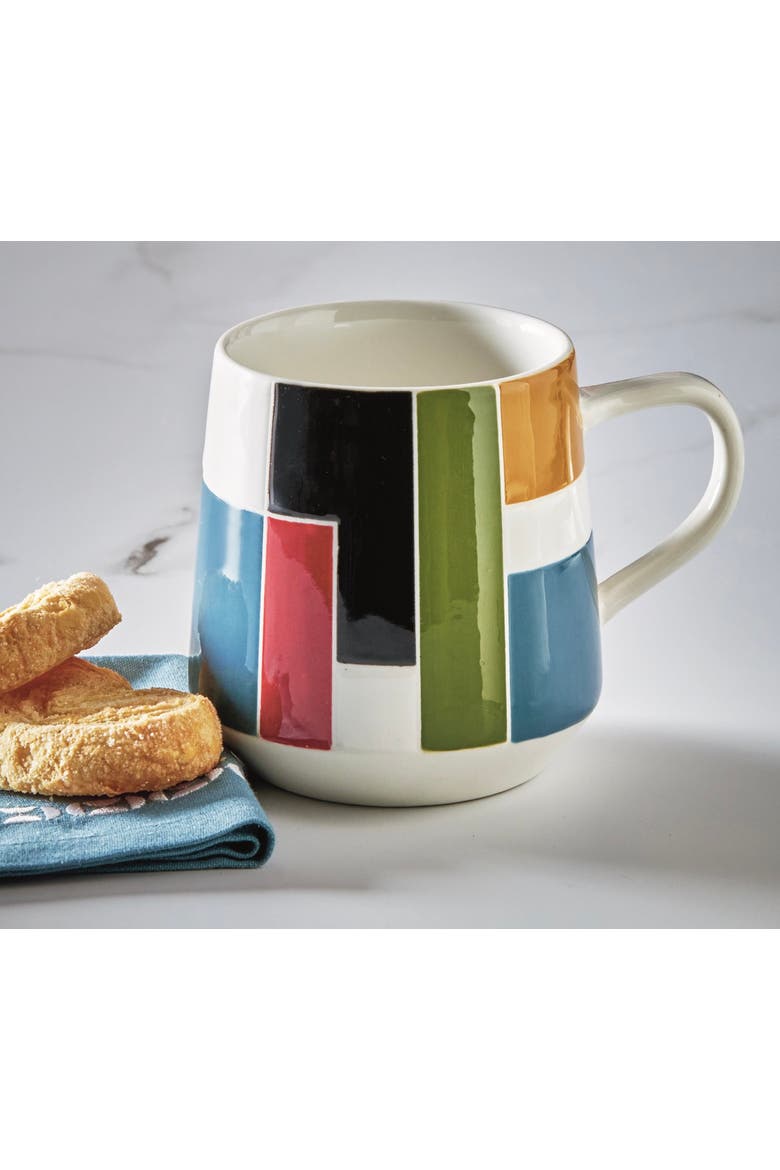 Everyday Knoll Earthenware Mug Multi 18 oz 4x4x4 in, Alternate, color, White
