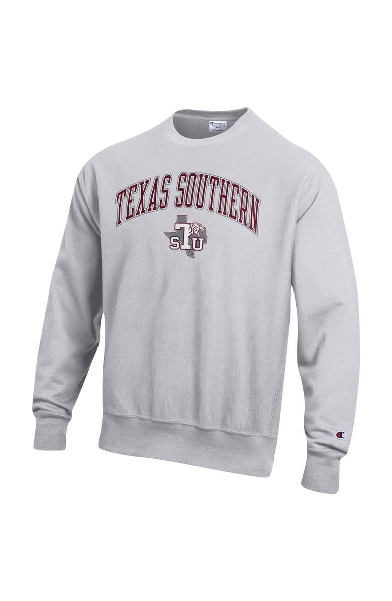 Champion Men's Champion Heathered Gray Texas Southern Tigers Arch Over Logo Reverse Weave Pullover Sweatshirt, Alternate, color, Heather Gray