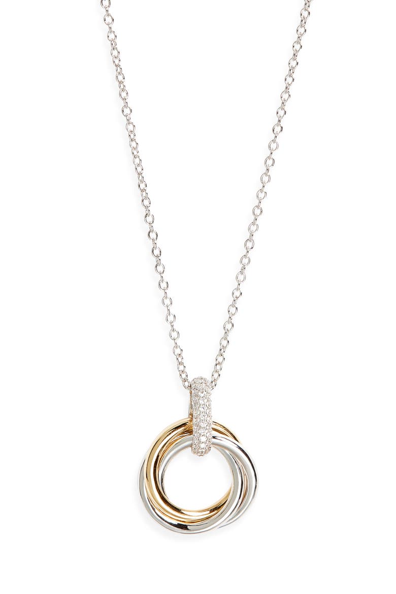 Gemini Pavé Trio Pendant Necklace, Main, color, GOLD