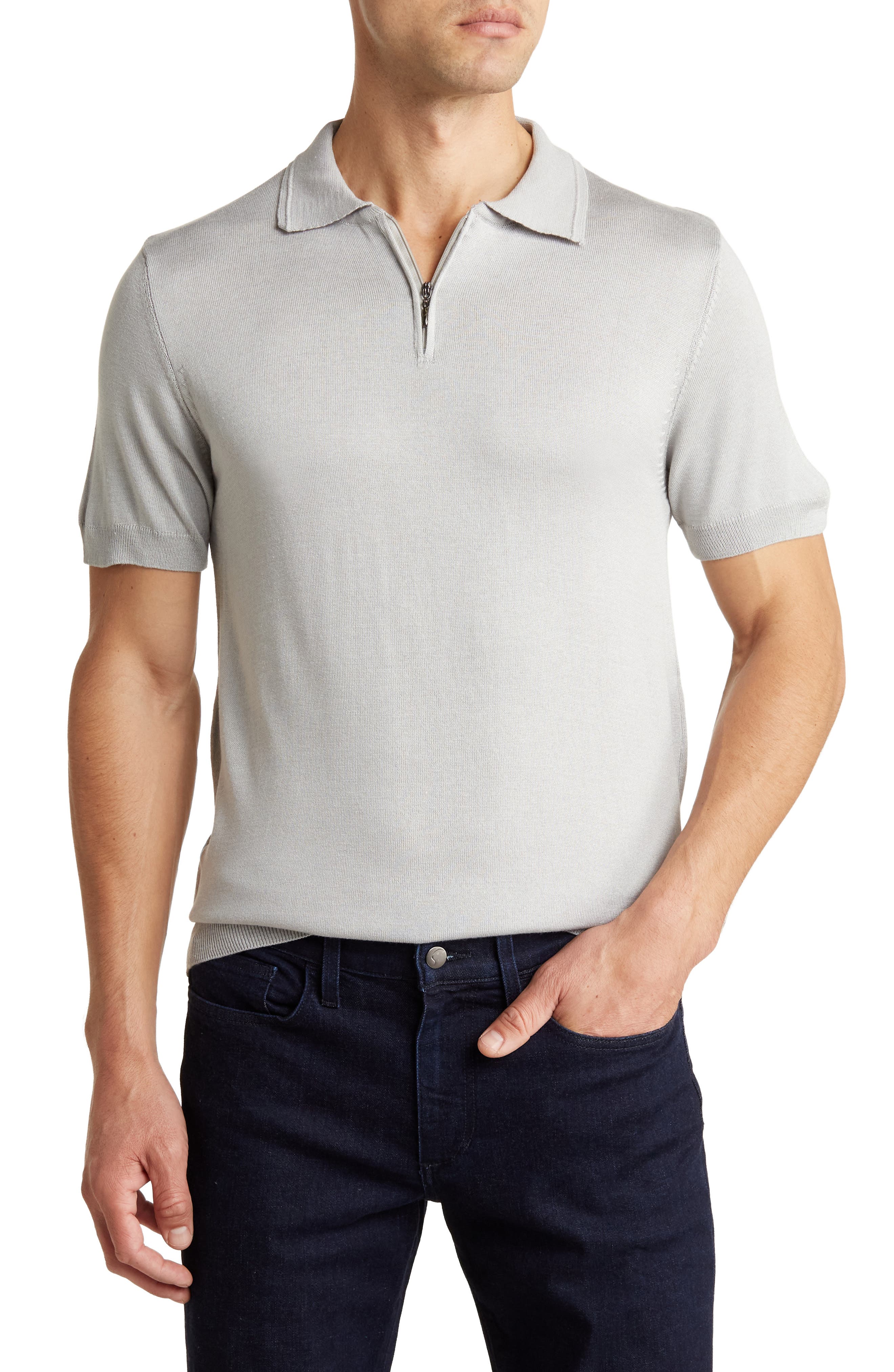 T.R. PREMIUM Short Sleeve Quarter Zip Knit Polo