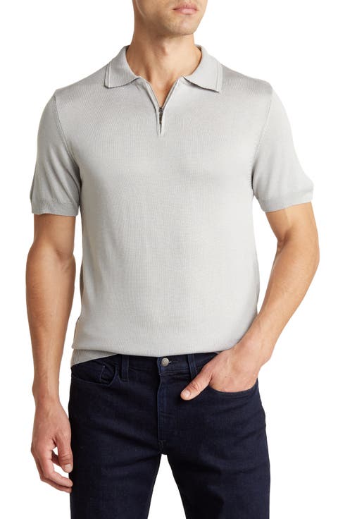 Short Sleeve Quarter Zip Knit Polo