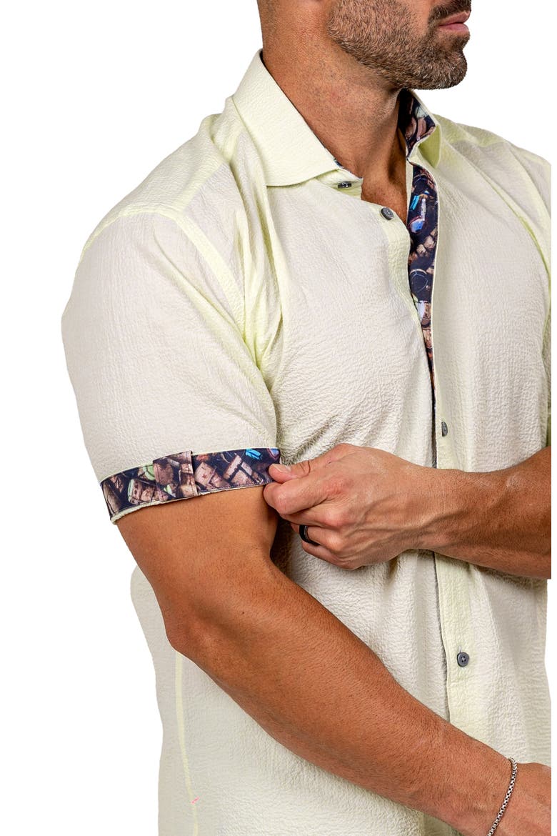 Galileo Marthy Short Sleeve Button-Up Shirt, Alternate, color, YELLOW