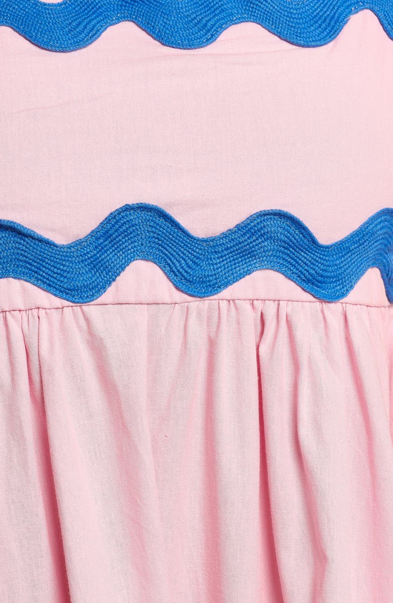 Petal & Pup Reece Rickrack Trim Midi Dress, Alternate, color, Pink/Blue Trim