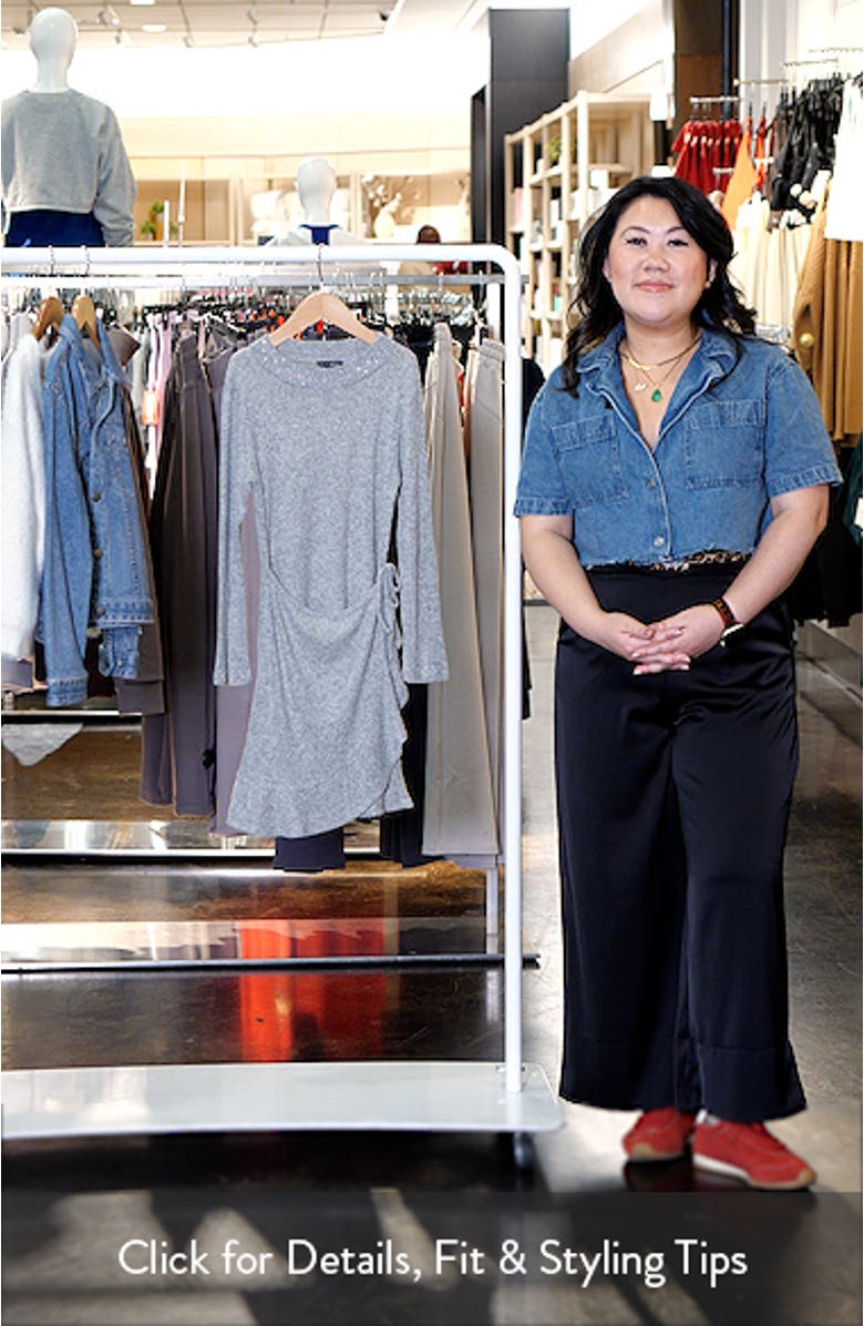 Kids' Ribbed Long Sleeve Faux Wrap Dress, sales video thumbnail