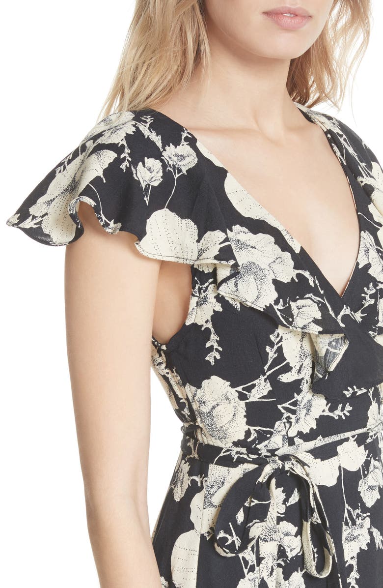 Free People French Quarter Print Wrap Minidress, Alternate, color,