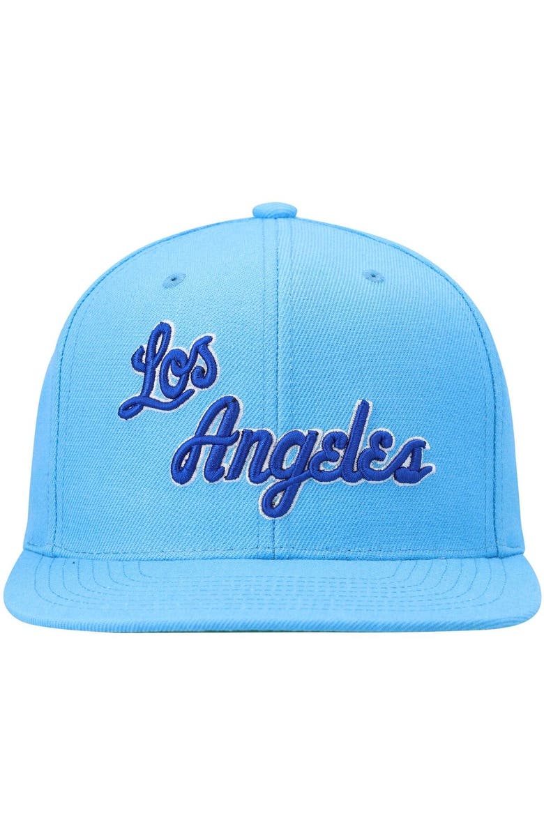 Mitchell & Ness Men's Mitchell & Ness Powder Blue Los Angeles Lakers Hardwood Classics Team Ground 2.0 Snapback Hat, Alternate, color, Light Blue