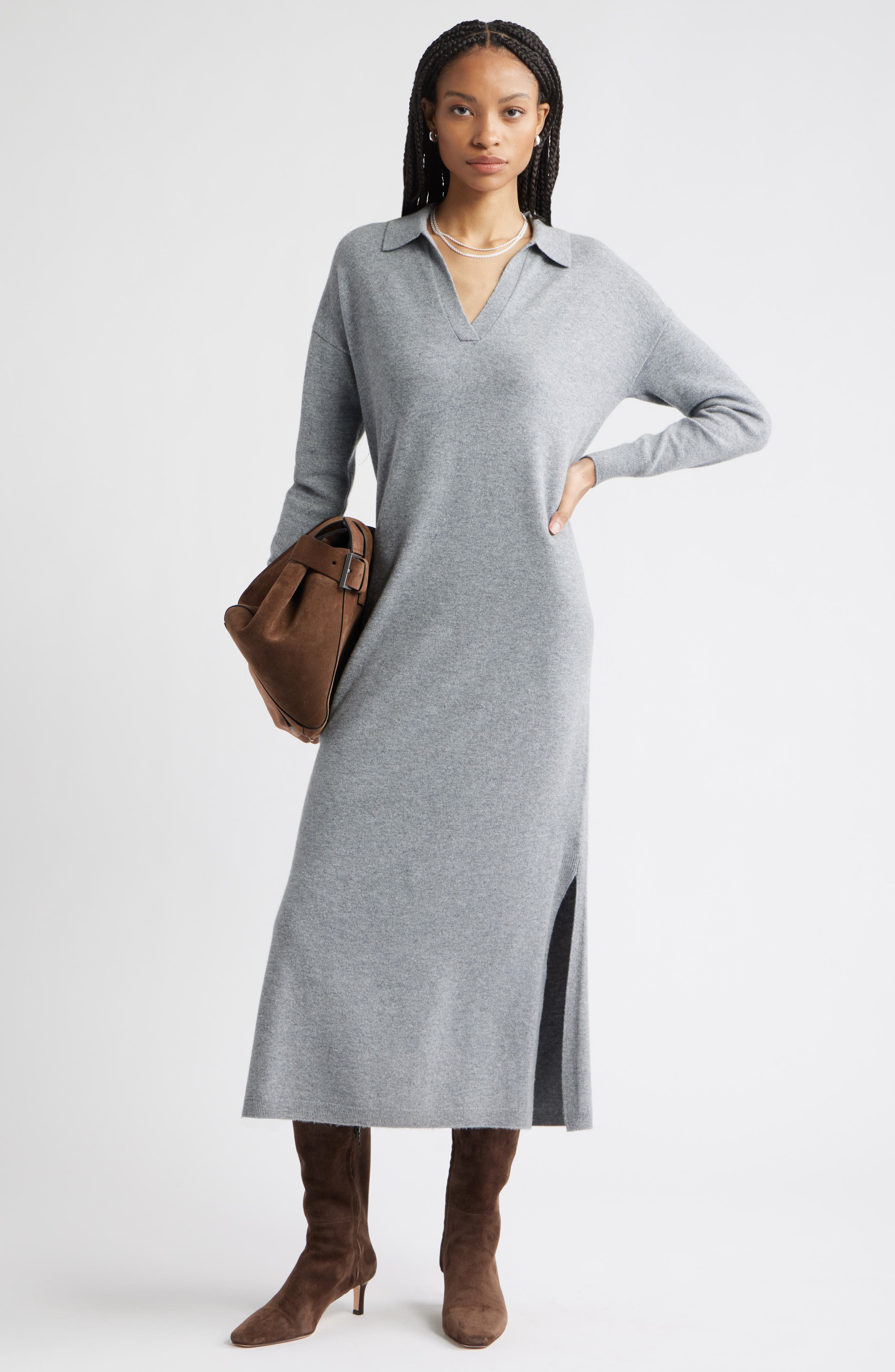 Long Sleeve Polo Maxi Sweater Dress - image 2