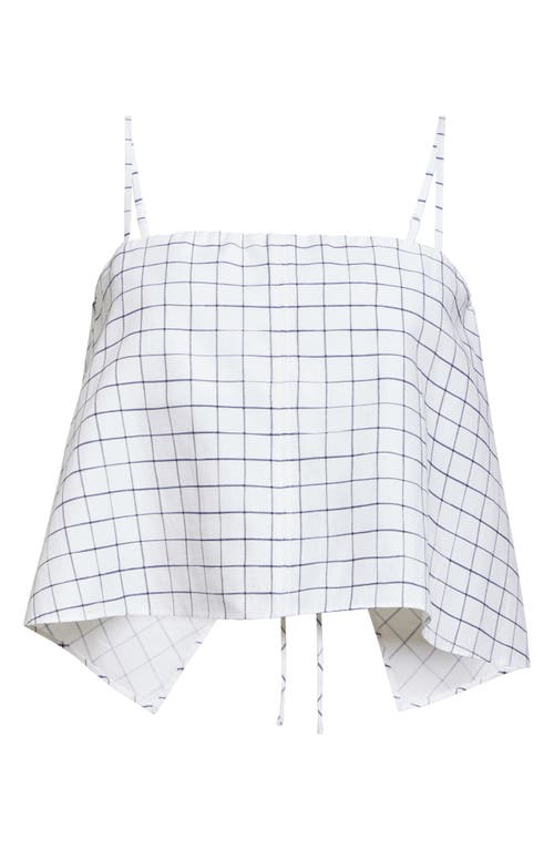 Vince Trellis Plaid Strapless Top In Off White/navy