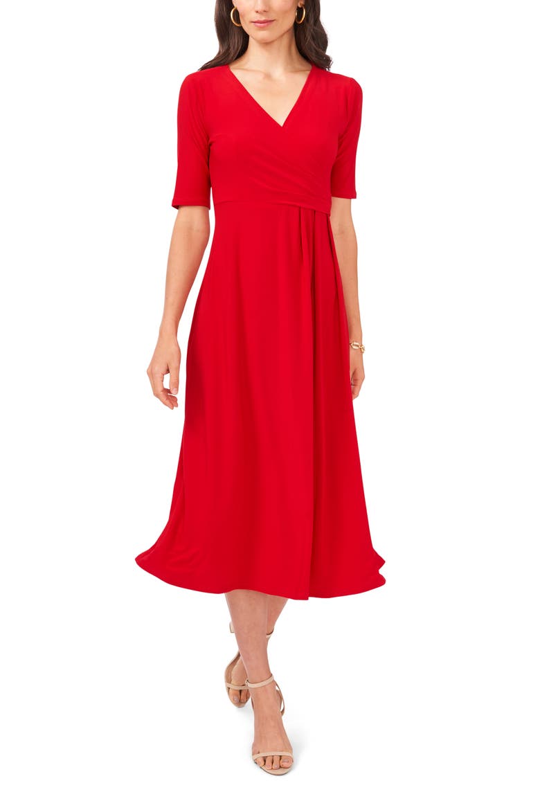 Laura Faux Wrap Midi Dress, Main, color, RED