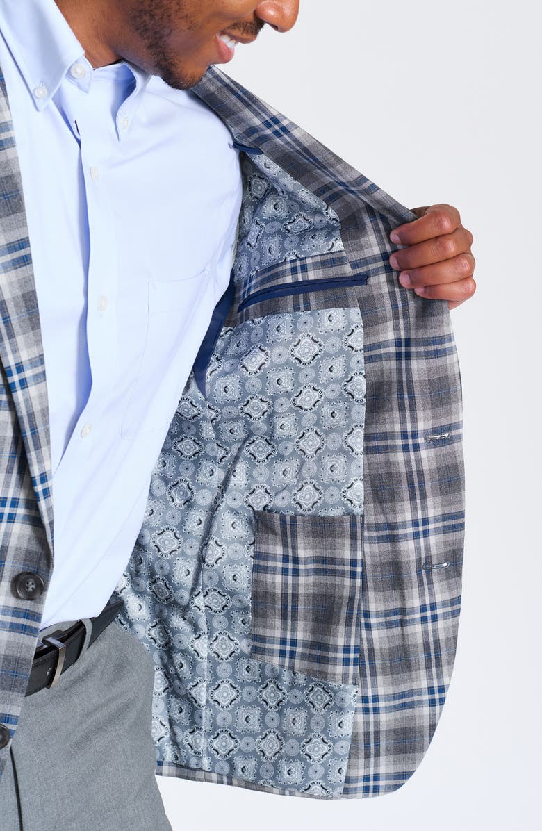 SAVILE ROW CO Plaid Sport Coat, Alternate, color, Grey