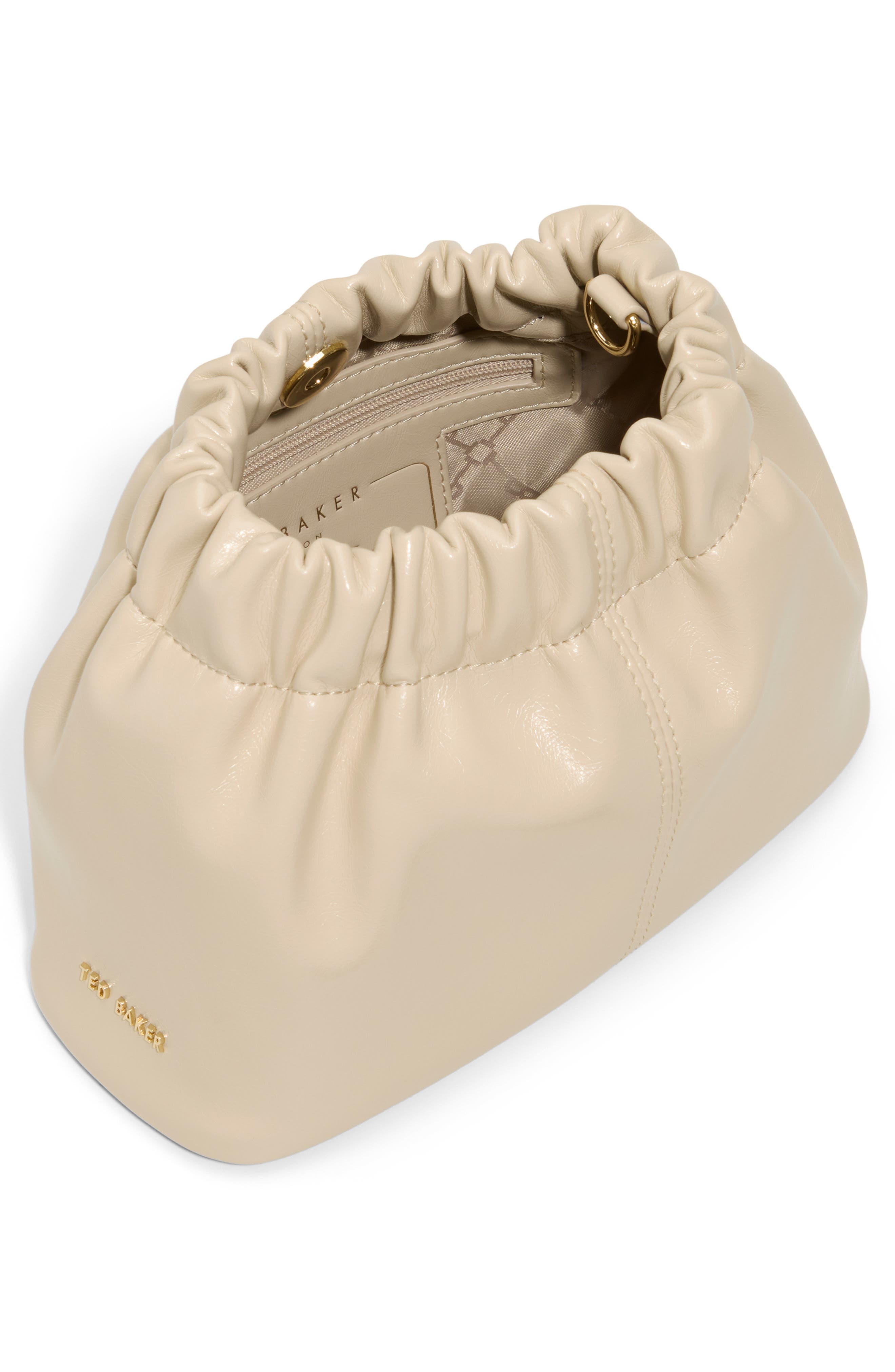 Ted Baker Essie Bow Strap Pouch Bag, Alternate, color, Paper Leather Shiny