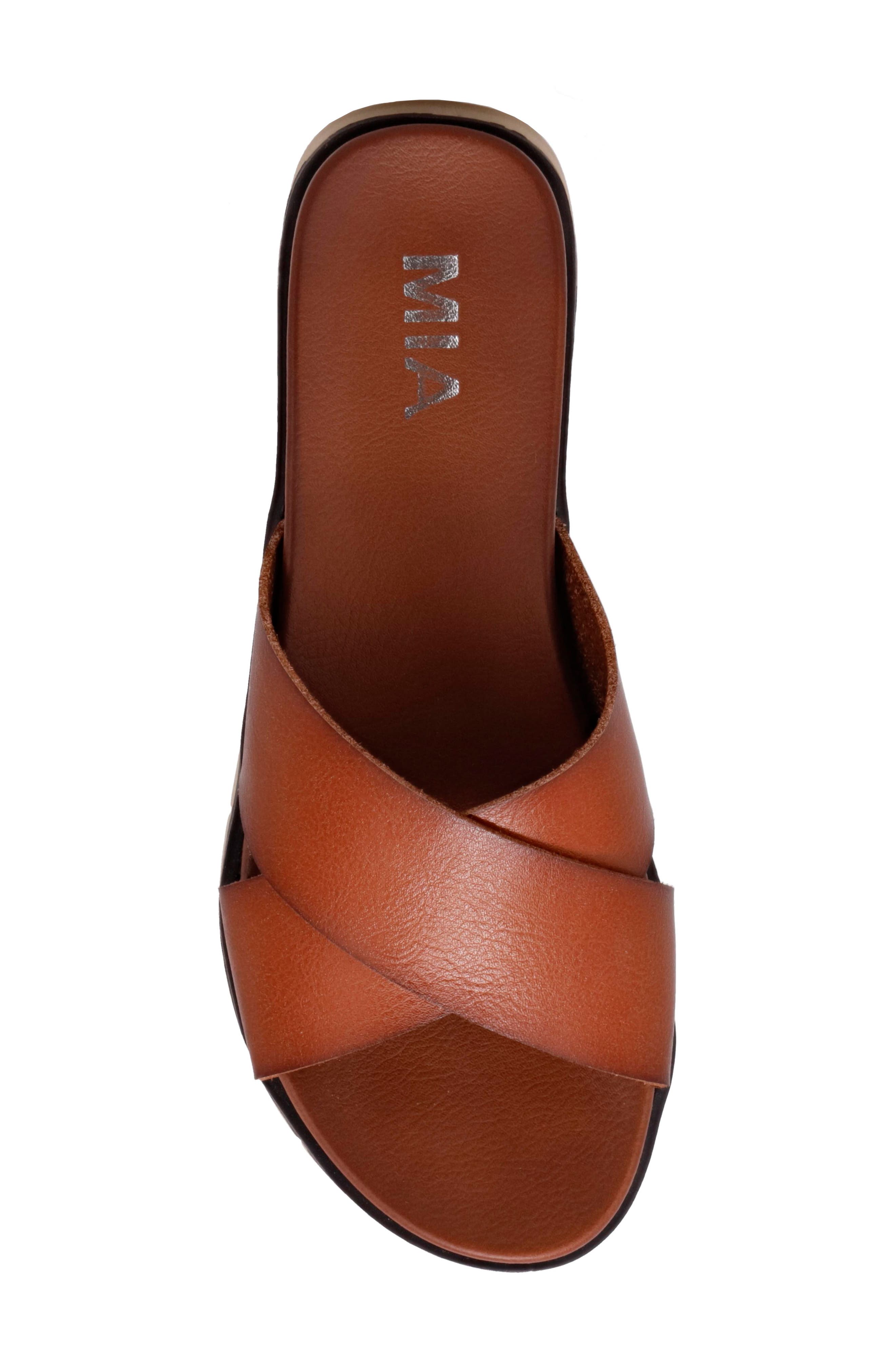Elissa Slide Sandal, Alternate, color, COGNAC BON