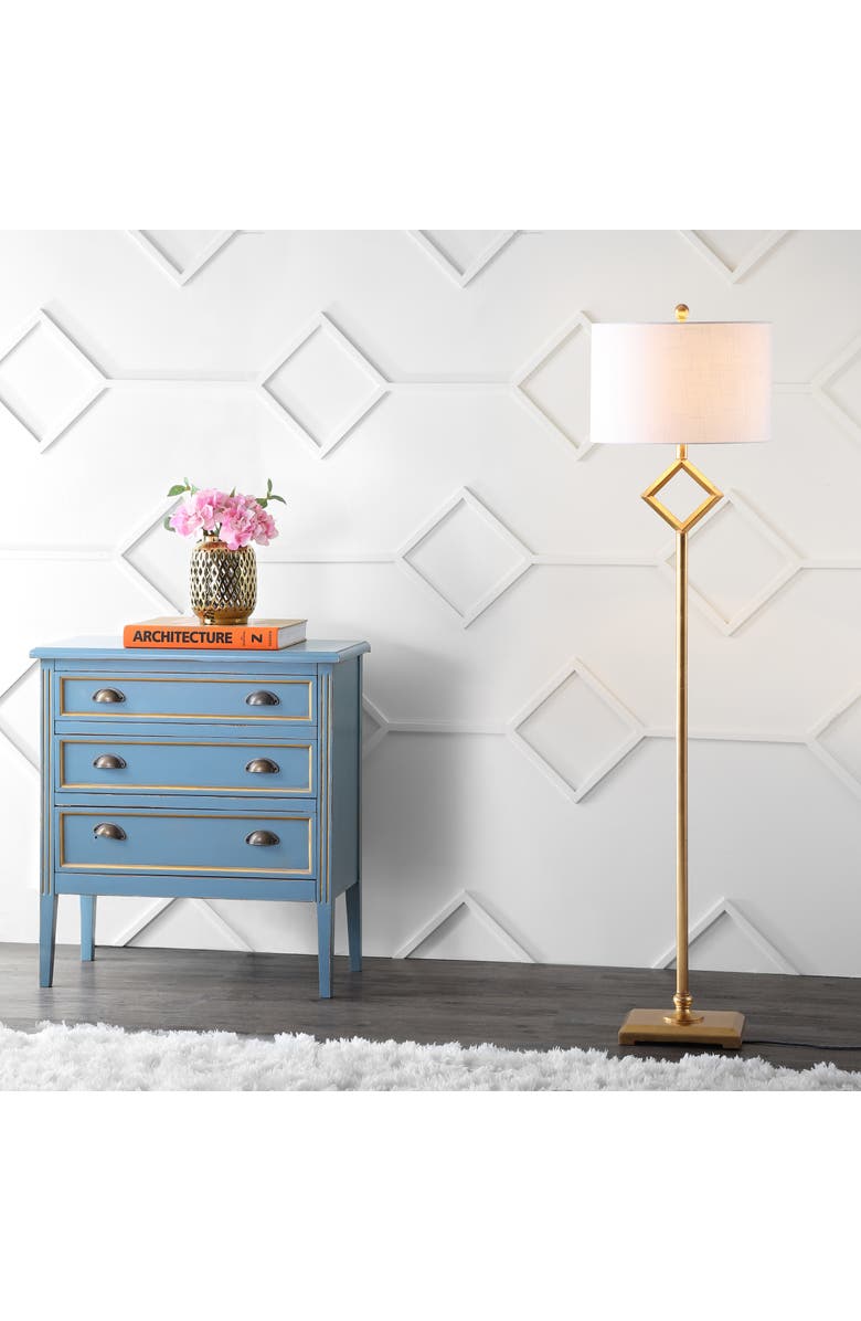 JONATHAN Y Juno Metal LED Floor Lamp, Main, color, Gold Leaf