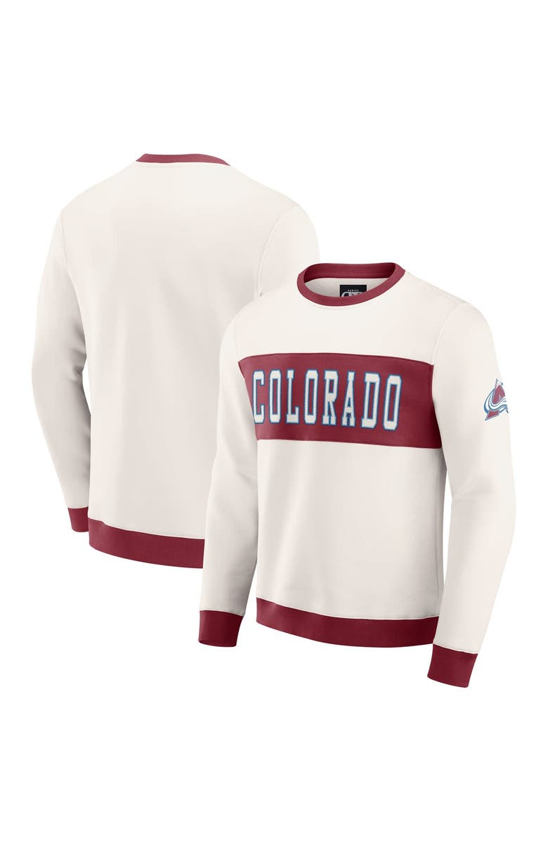 Darius Rucker Collection by Fanatics Men's Darius Rucker Collection by Fanatics Cream Colorado Avalanche Colorblock Pullover Sweatshirt, Main, color, Cream