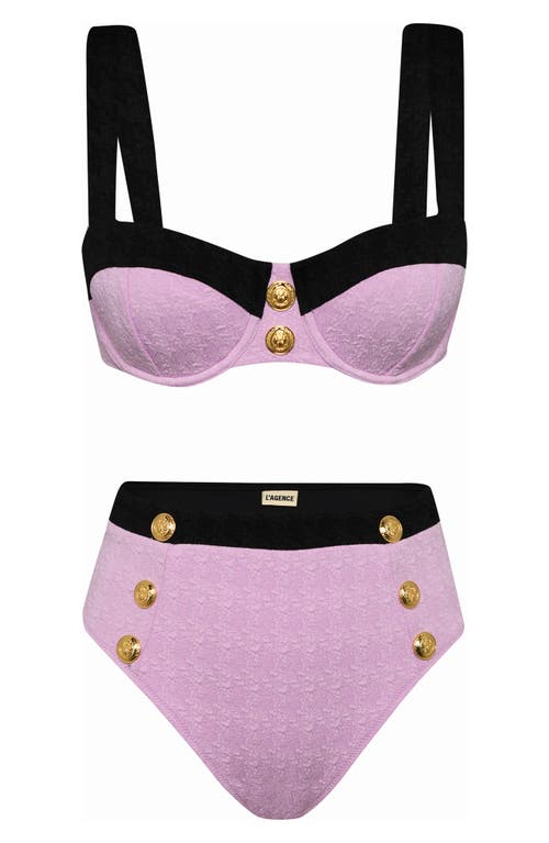 L Agence L'agence Alexandria Colorblock Bikini Top In Light Violet