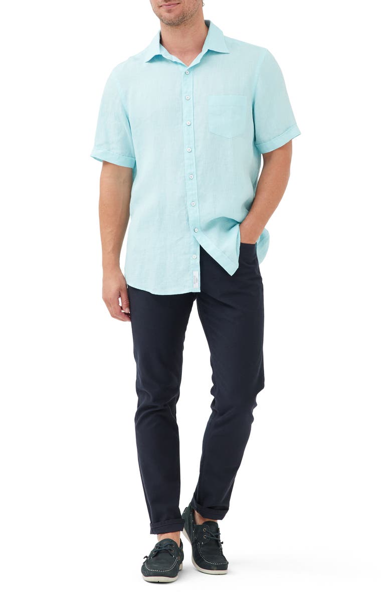 Rodd & Gunn Waiheke Original Fit Short Sleeve Linen Button-Up Shirt, Alternate, color, Capri