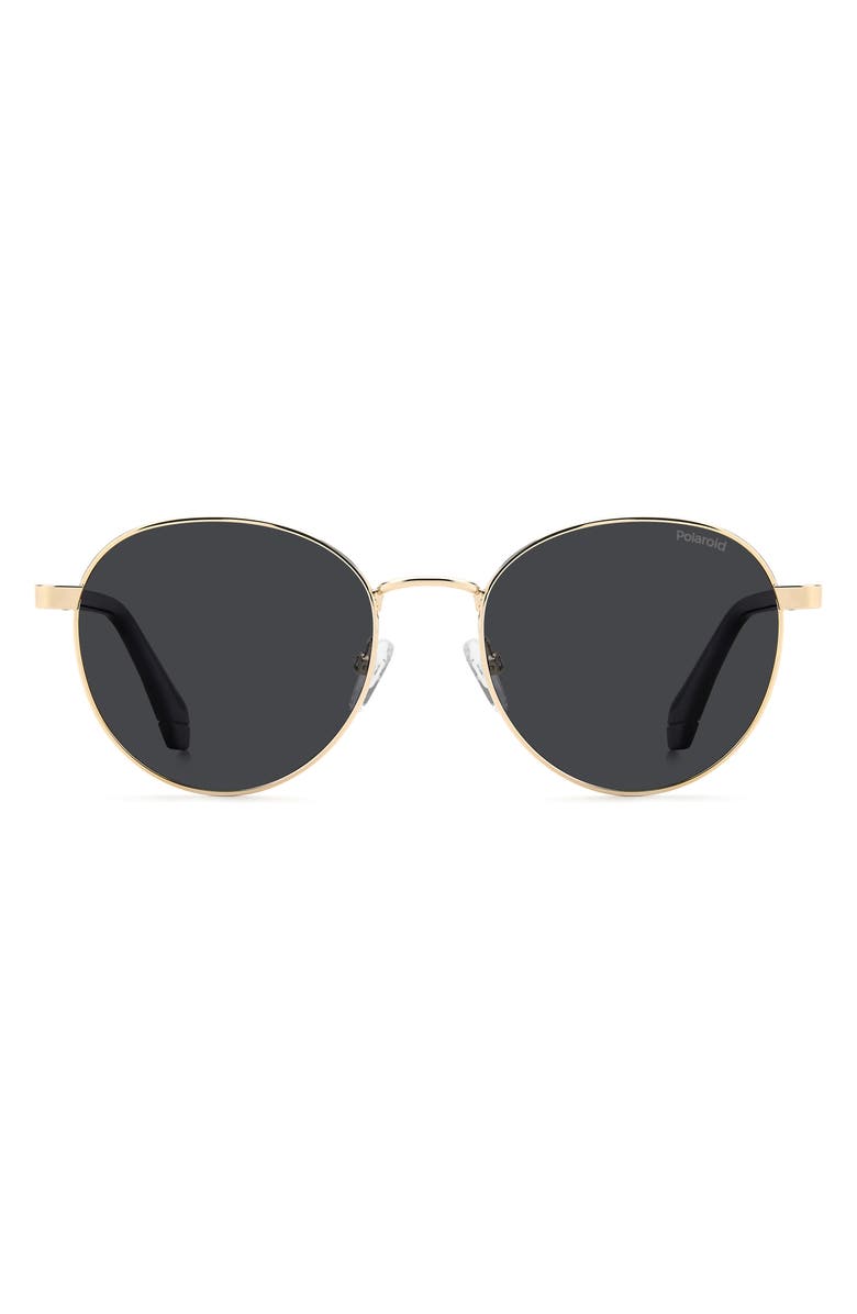 Polaroid 53mm Polarized Round Sunglasses, Alternate, color, Gold Grey/ Grey